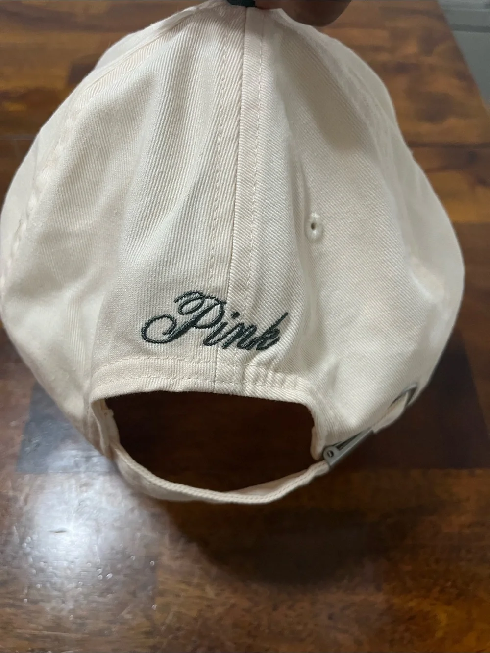 PINK Victoria's Secret Cream & Dark Green Two-Tone Baseball Cap